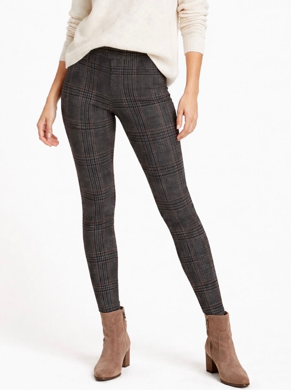 Sanctuary x Anthropologie Gray Plaid Stretch Leggings Pants Pull-On Size Small